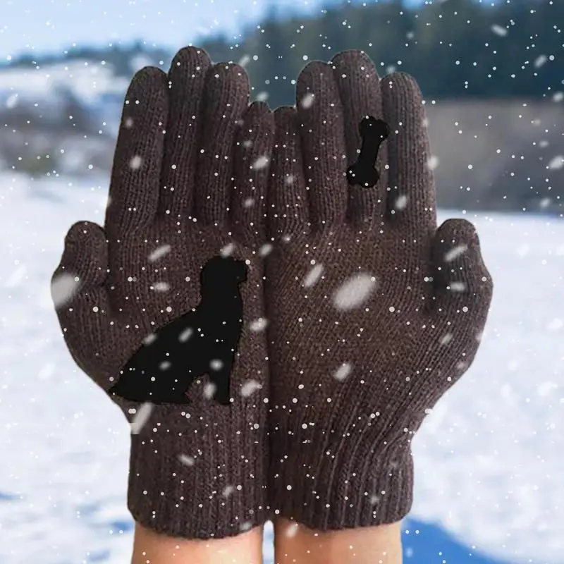 Guantes de invierno para mujer, manoplas de dedos cálidos de punto para mujer, manoplas elásticas suaves de moda, guantes de dedo completo para calentadores de manos