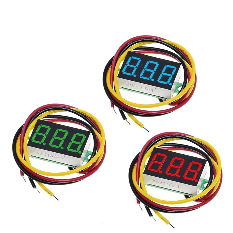 Three-wire DC digital display voltmeter 0.36-inch LED digital voltmeter DC0V-30V reverse connection protection