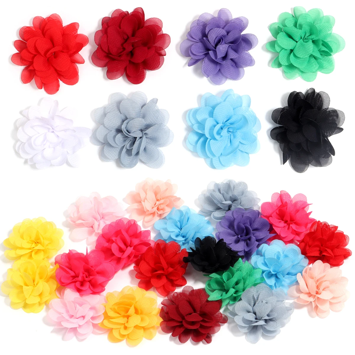 10pcs Chiffon Gauze Flower 5cm Colorful Artificial Fabric Flowers for DIY Wedding Party Home Decoration Floral Wreath Scrapbook