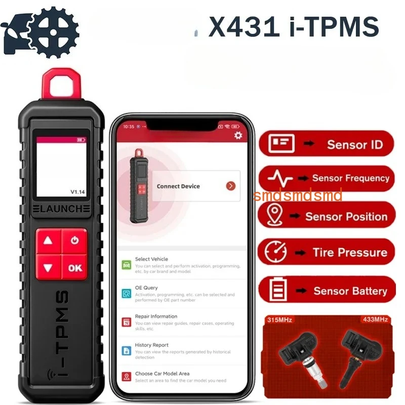 

i-TPMS Handheld TPMS Service Tool Can be Binded with X-431 Scanner and the i-TPMS APP Supports All 315/433MHz Sensors