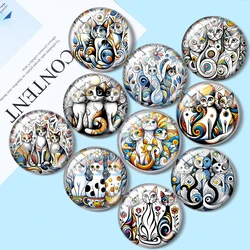 Watercolor Art Cat 10pcs 12mm/16mm/18mm/25mm Round Photo Glass Cabochon Demo Flat Back Making findings