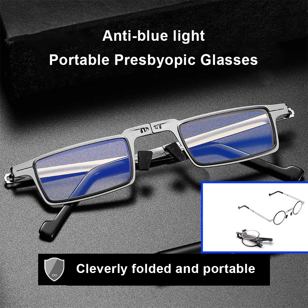 

Foldable Design Men Newspaper Reading Glasses Anti-blue Nonslip Nose Pad Eyeglasses Screwless Portable Eyewear Birthday Gift