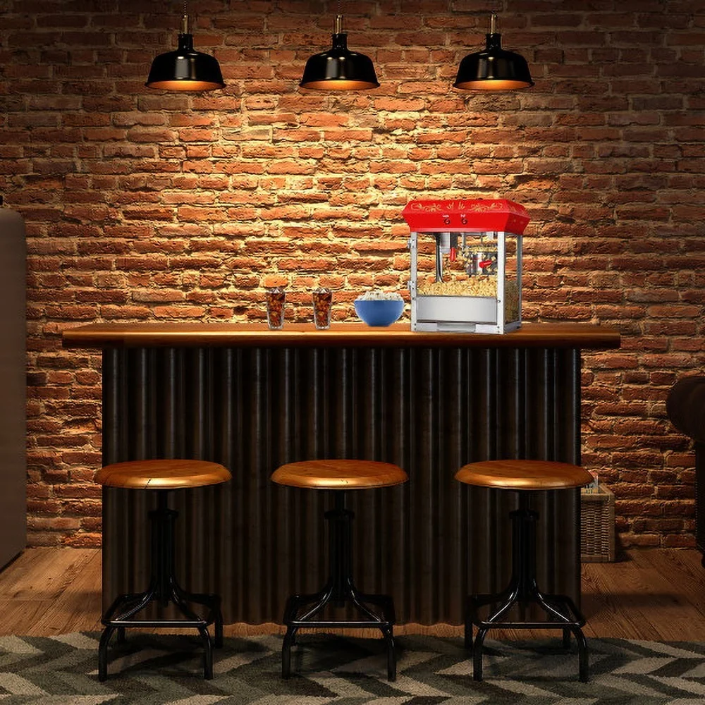 ماكينة صنع الفشار الكهربائية الحمراء، ماكينة كونترتوب تجارية، طراز مسرح الفيلم، غلاية من الفولاذ المقاوم للصدأ سعة 6 أونصة، مثالية للمكتب المنزلي