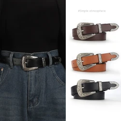 European and American style black belt for women's decoration, simple and versatile belt, retro and f