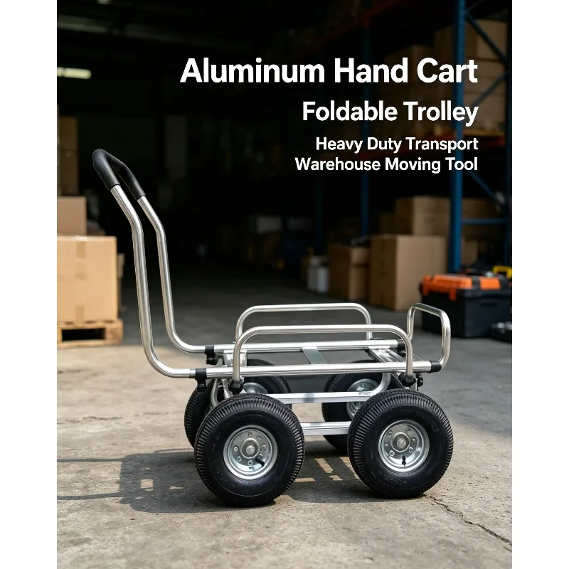 4‑Wheel Silent Flatbed Cargo Trolley With Frame For Warehouse Goods Transport Loading Handling Equipment Spare Part