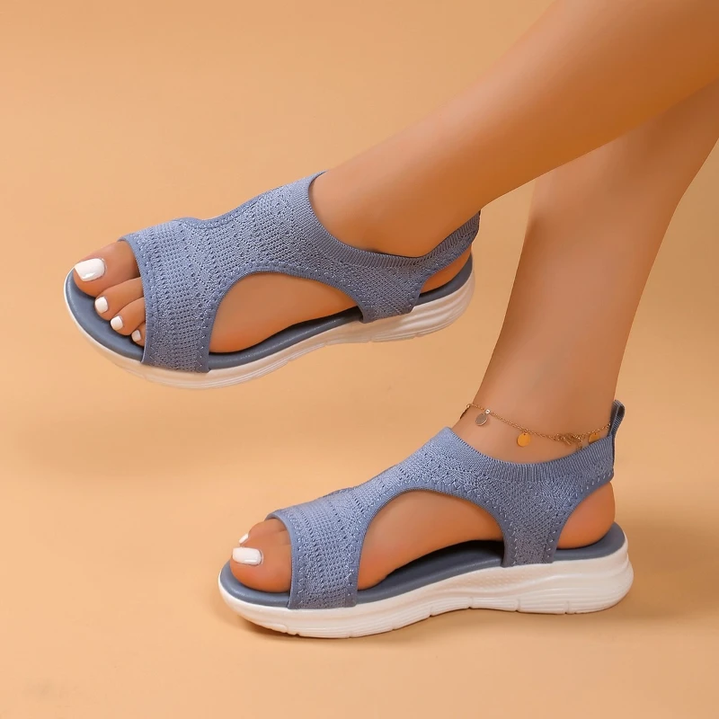 

2026 Women Sandals Open Toe Wedge Sandals Ladies Summer New Fashion Mesh Fish Platform Sandals Women Light Casual Shoes