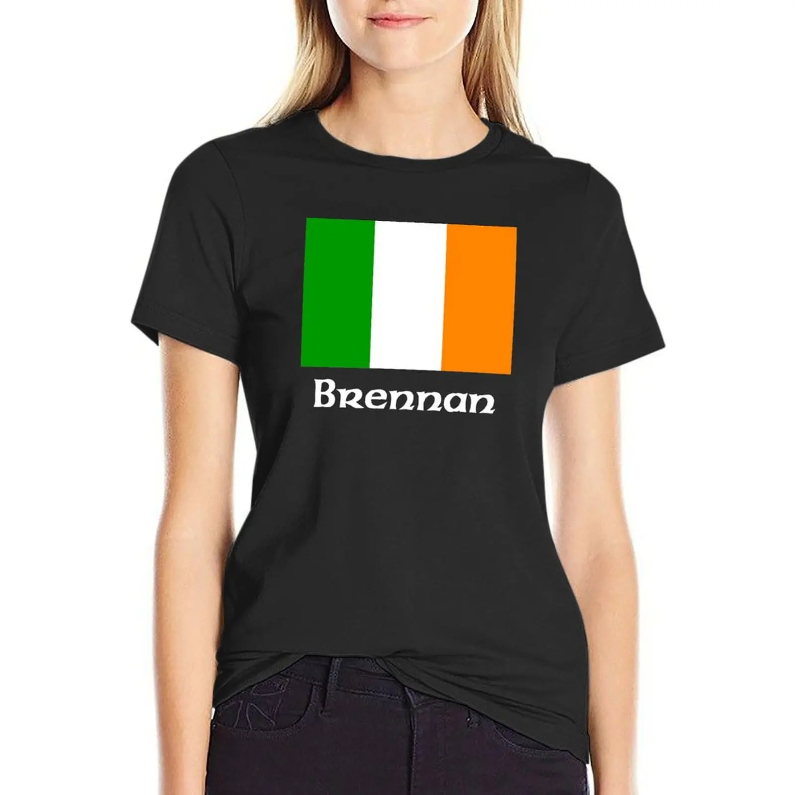 Brennan Irish Flag T-Shirt graphics Short sleeve tee tshirts for Women