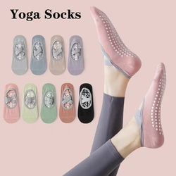 4 Pairs Non-Slip Bandage Yoga Socks for Women Cotton Backless Pilates Ballet Dance Fitness Workout Silicone Grip Sports Socks