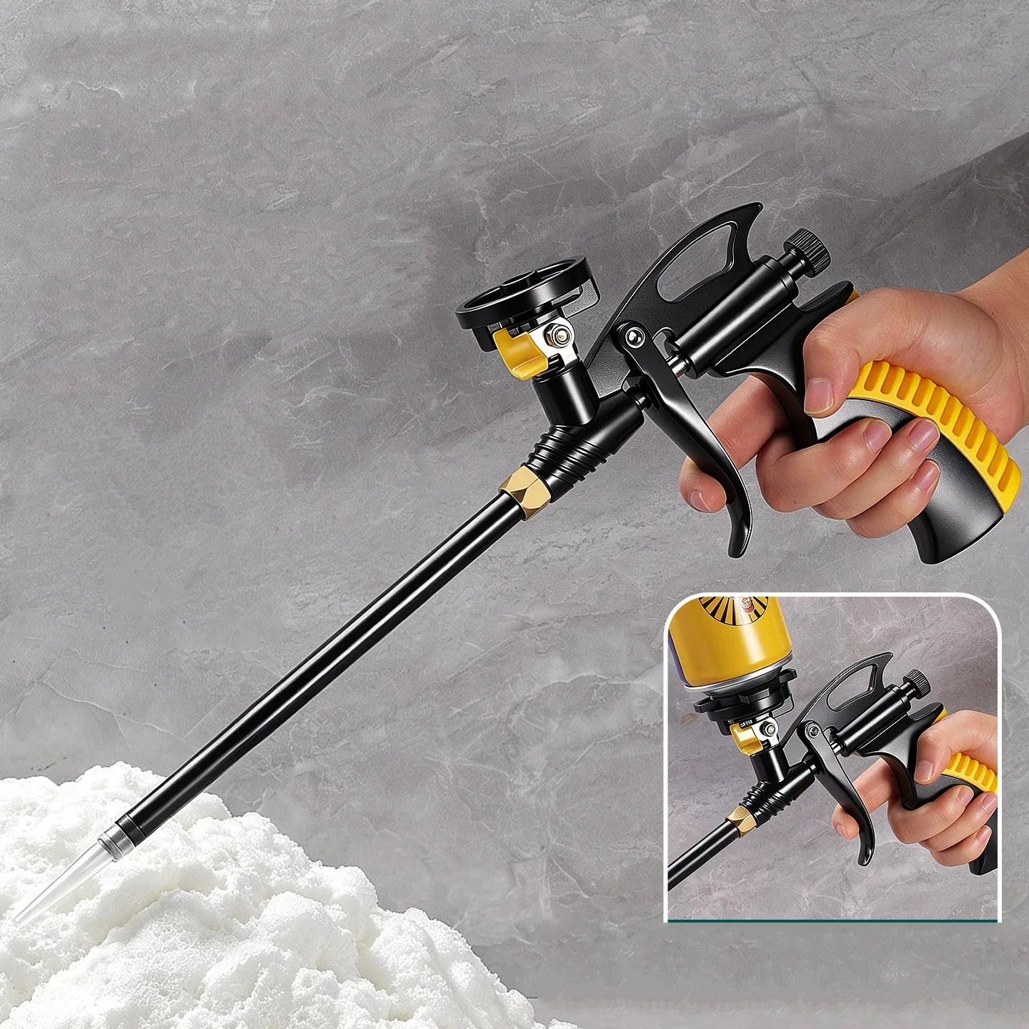 Spray Gun with On-Off Valve, Foaming Agent, Cleaning Free Spray Gun, Foam Polyurethane Glue Gun, Sewing Glue Gun