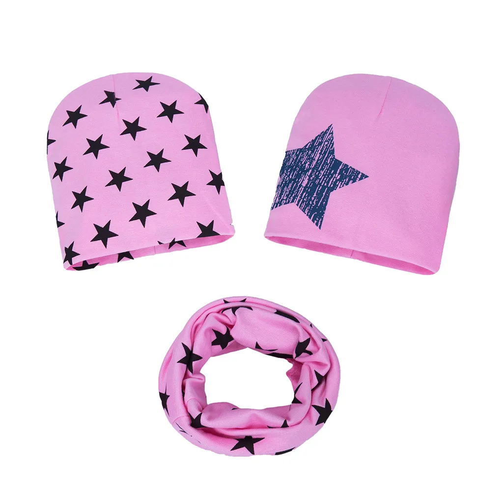 Prints Cap Kids Sets Hats Collars Autumn Hat Toddler 3PC Winter Baby Scarf Baby Hats for Babies Girls Infant Hats Boys 3 Kid