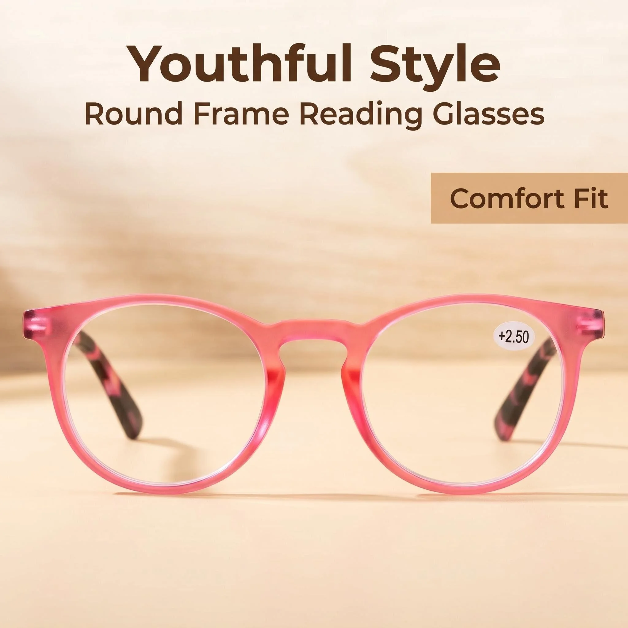 

Round Frame Pink Leopard Print Reading Glasses Women Spring Hinge Blue Light Blocking Reading Glasses Women For Office Reading