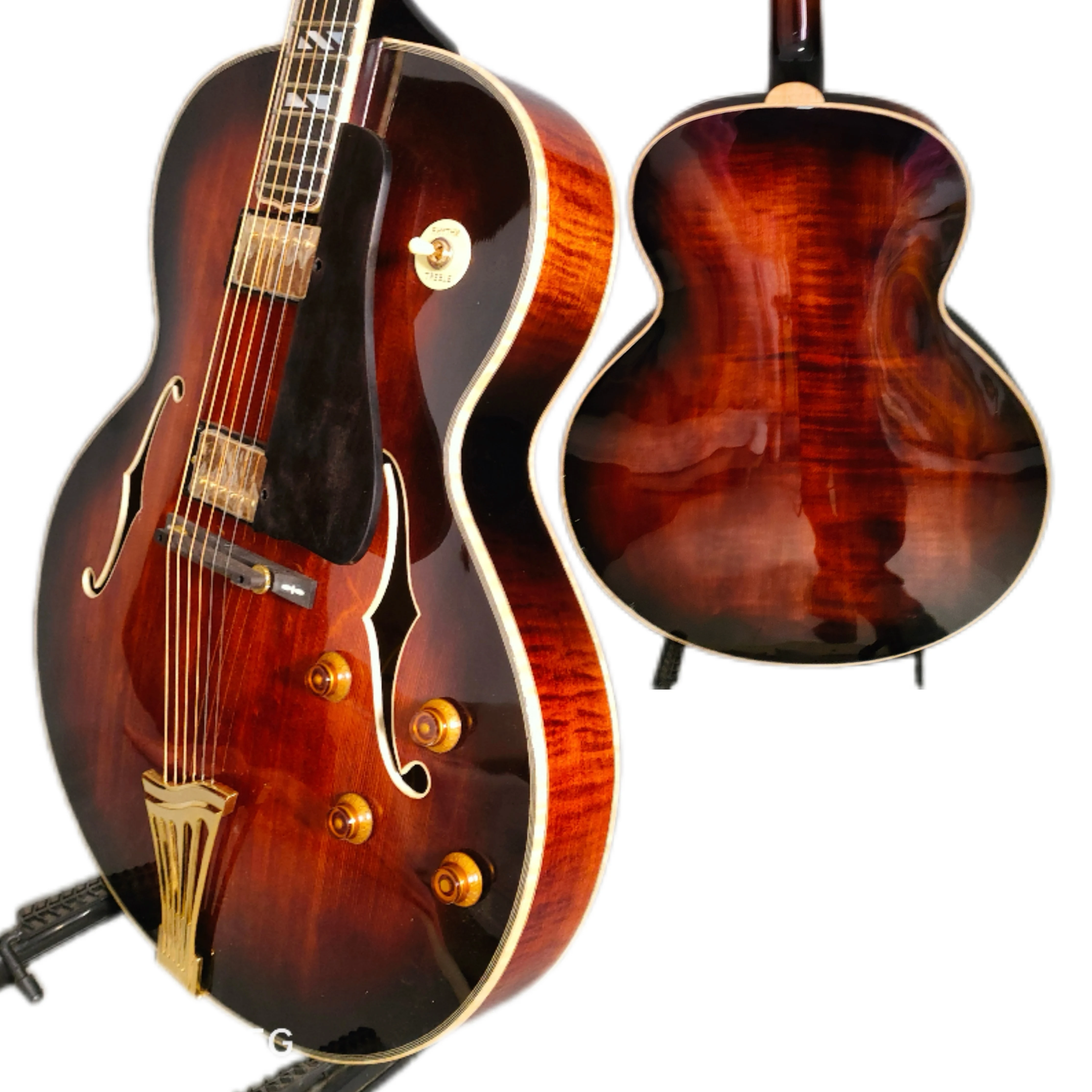 

Yunzhi Handcrafted 18-Inch Fully Handmade Hollow Body Archtop Electric Jazz Guitar Luthier Brand