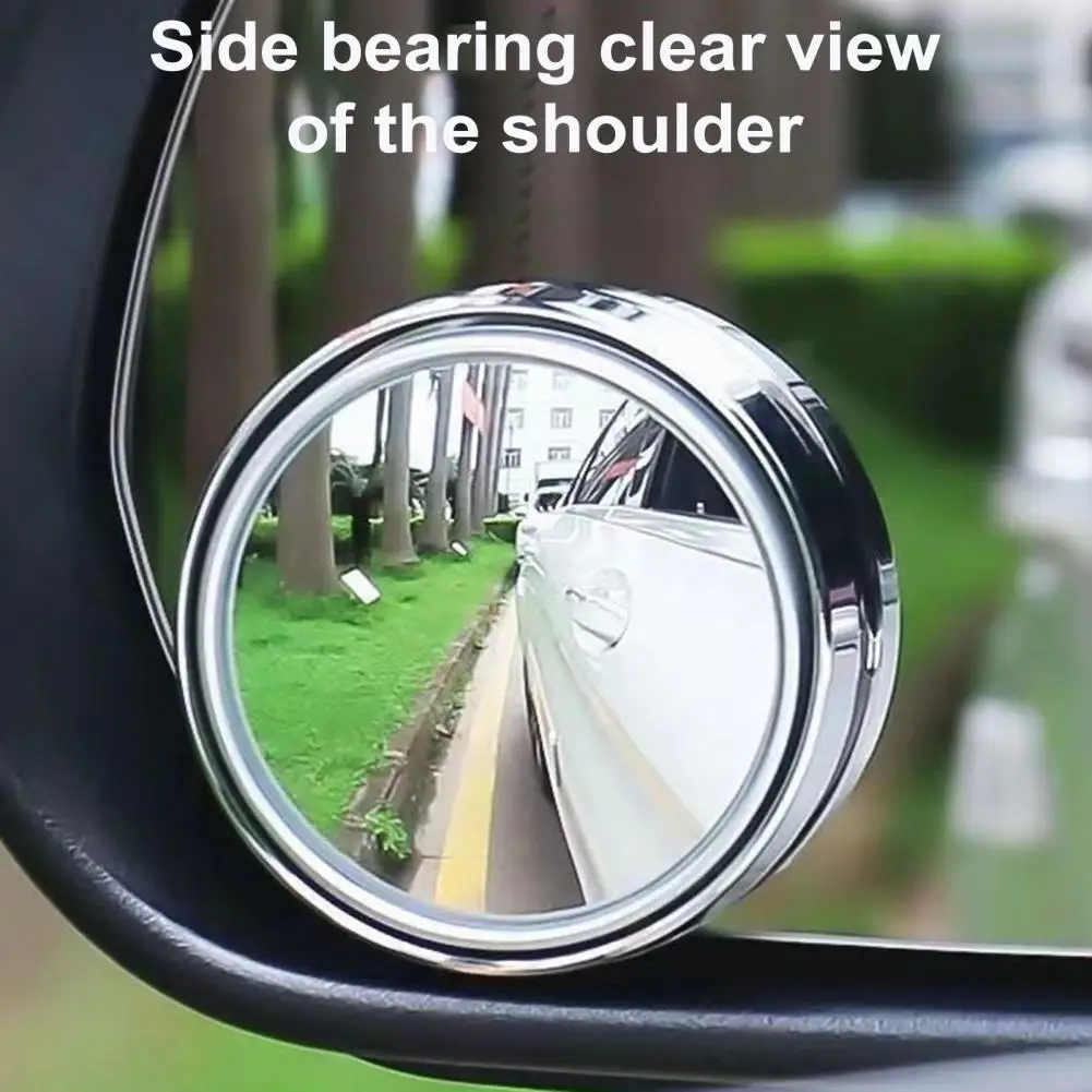 2Pcs Car Blind Spot Rearview Mirror Wide-Angle Lens Design 360-Degree Adjustable Frameless Convex Side Auxiliary Mirror Auto Par