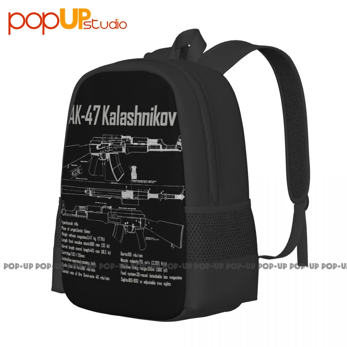 Ak-47 Kalashnikov Blueprint Russia Soviet Union Backpack Large Capacity Cute Foldable Gym Tote Bag Bags For Travel