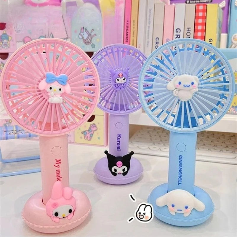 

Sanrio New Hello Kitty Kuromi My Melody Cinnamoroll Fan Hand-hold Portable Desktop Student Dormitory Fashion Tide Senior Sense