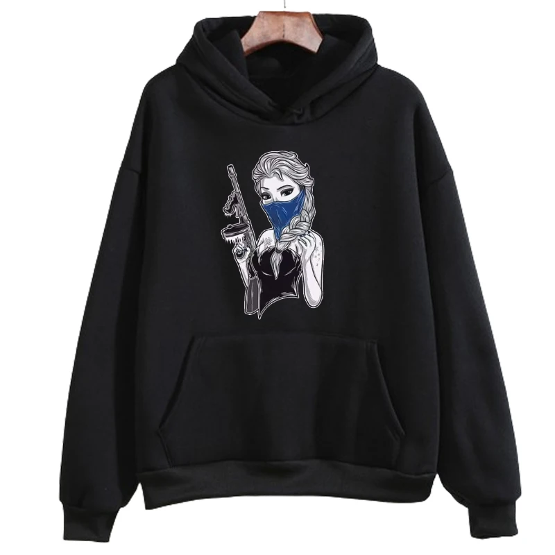 Hoodies for Women Fashion Punk Princess Graphic Printed Sweatshirt Streetwear O-Neck Clothes Kawaii Disney Feamle Pullover Tops