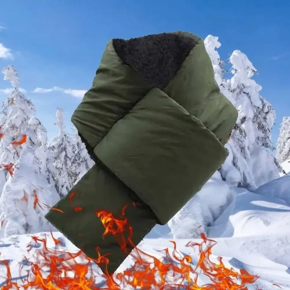 Luxury Waterproof Neck Warmer Thick Windproof Winter Scarf Furry Texture Down Cotton Filled Thermal Scarf Camping Cycling