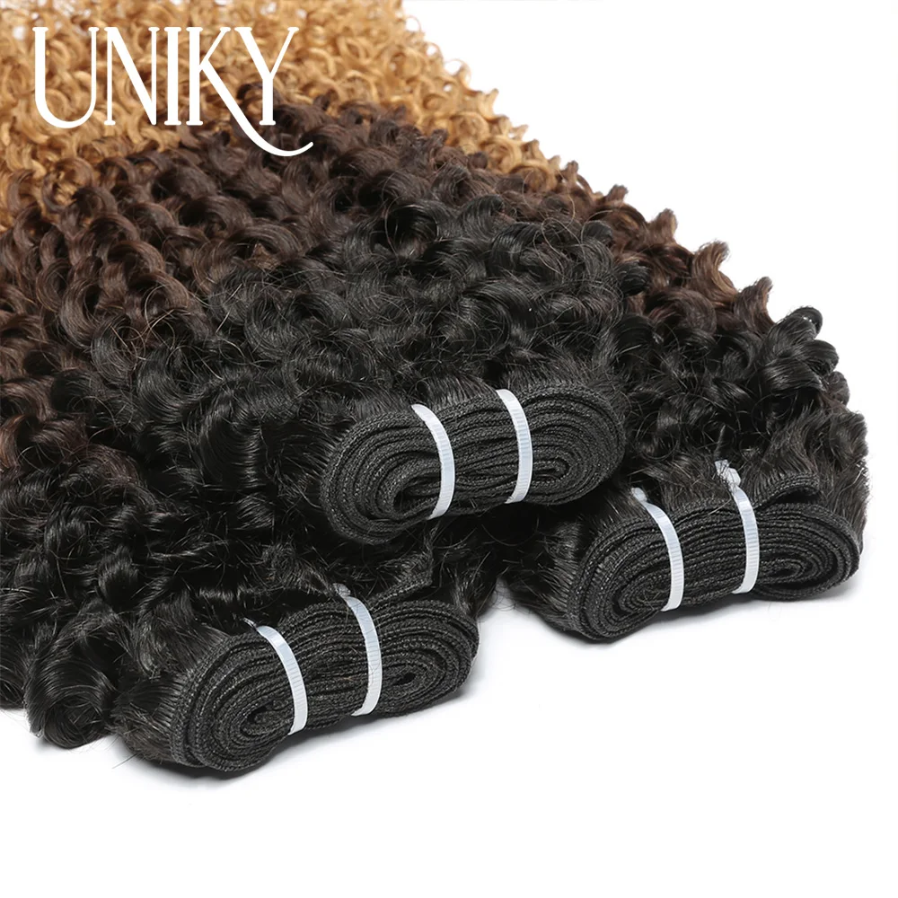 UNIKY 1B27 Kinky Curly Human Hair Weave Bundles 1B30 Hair Extension 100% Human Hair For Women Curly Hair Bundles