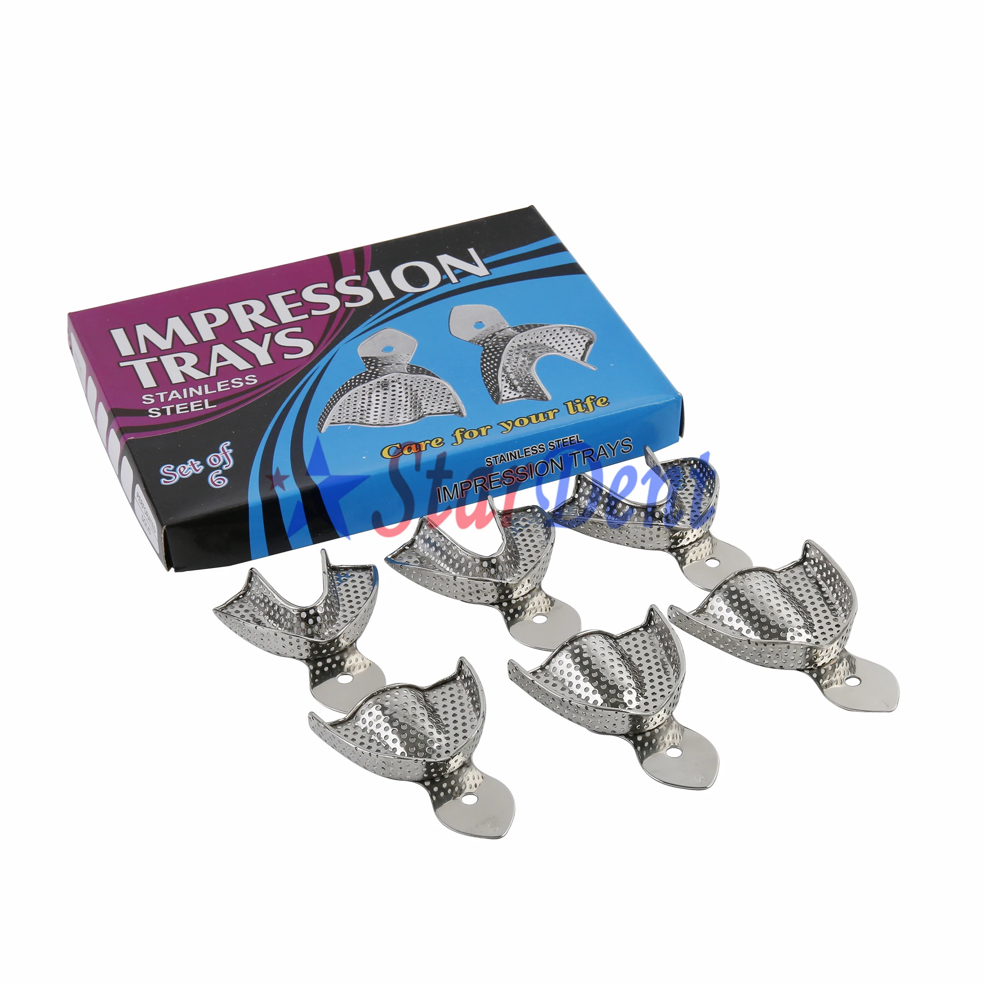 Autoclave Dentals Stainless Steel Impression Tray Denture Instrument Teeth Metal Tray Holder