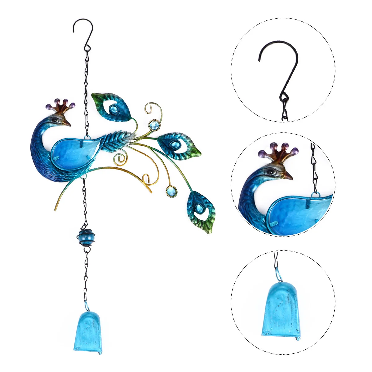 

2Pcs Creative Painted Glass Metal Wind Chimes Decorative Garden Balcony Outdoor Hanging Wind Bell Soothing Sound Durable
