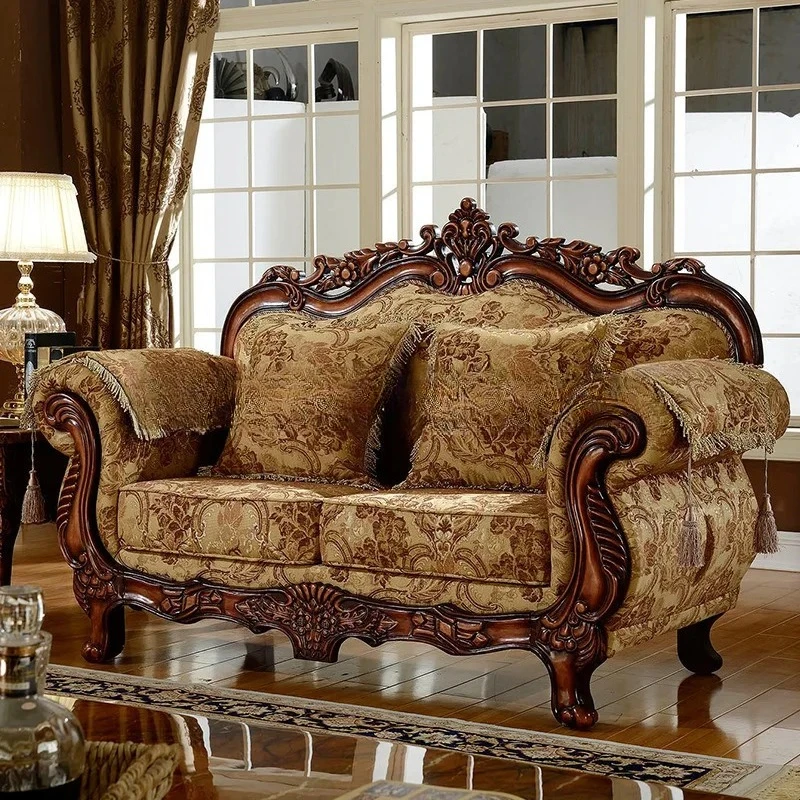SA-20 European Style Sofa Living Room Solid Wood American Country Fabric Sofa Large and Small Apartment Luxury 123 Combination