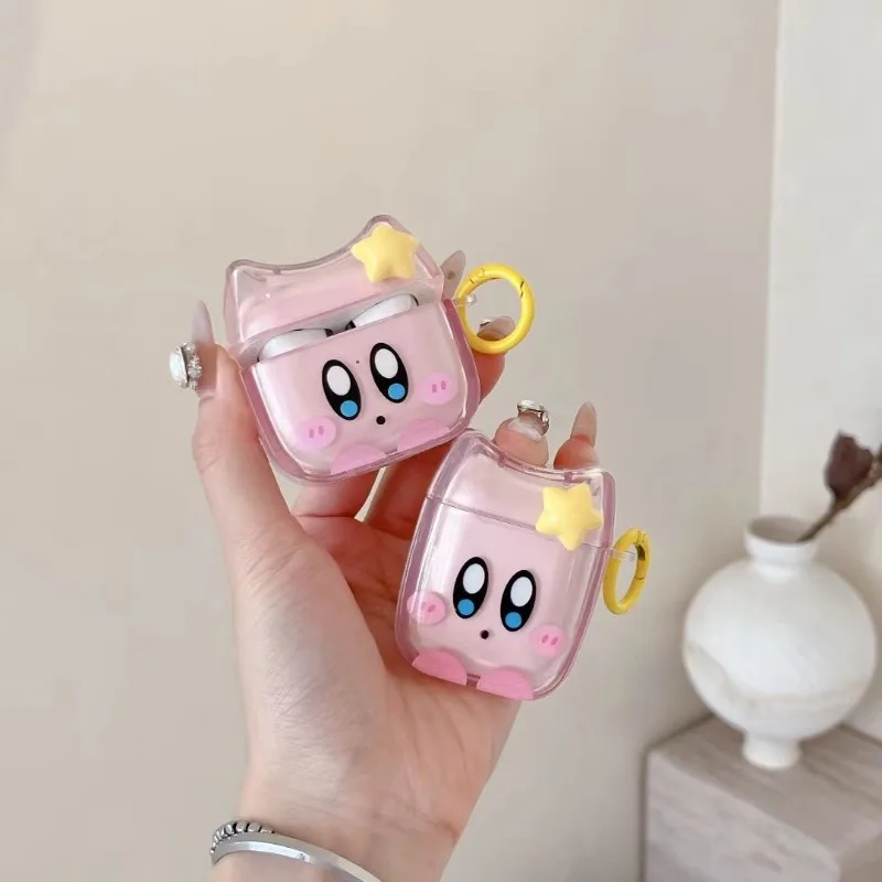 Kirby Cartoon Earphone Case for Airpods 1 2 3 Pro Anime Transparent Protective Shell for Airpods Pro2 Headphone Anti Drop Cover