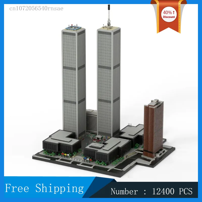 MOC City Street View Architecture The World Trade Center Model Building Block 1:650 Set Collection Series Toy Gifts