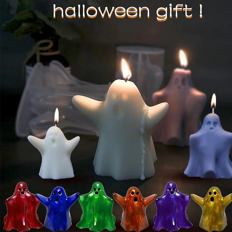 DIY Halloween Ghost Aromatherapy Candle Silicone Mold Gypsum Decorative Desktop Decoration Cake Ice Baking Resin Mold Handicraft