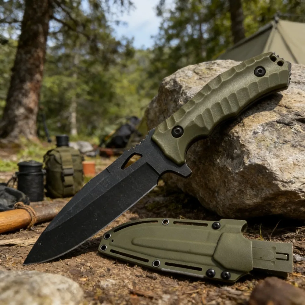 

Тактический карманный нож Heavyweight с цельным лезвием, военный нож для выживания и самообороны с ножнами