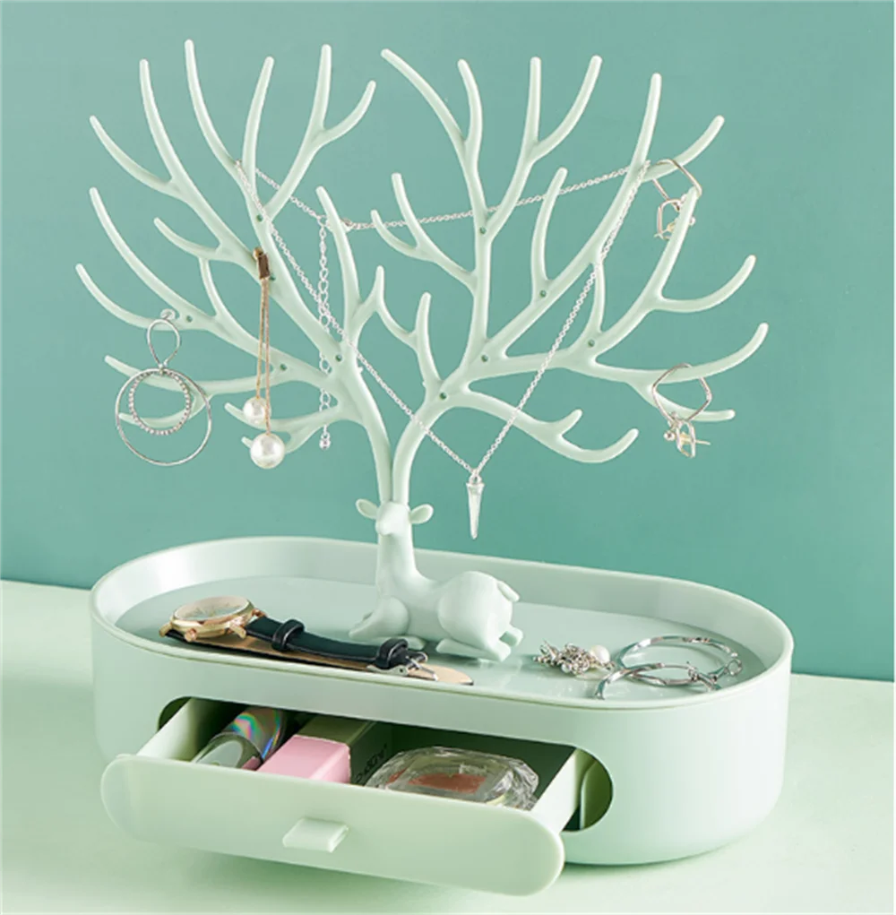 Jewelry Display Stand Tray Tree Storage Racks Earrings Necklaces Rings Jewelry Boxes Case Desktop Organizer Holder Make Up Decor