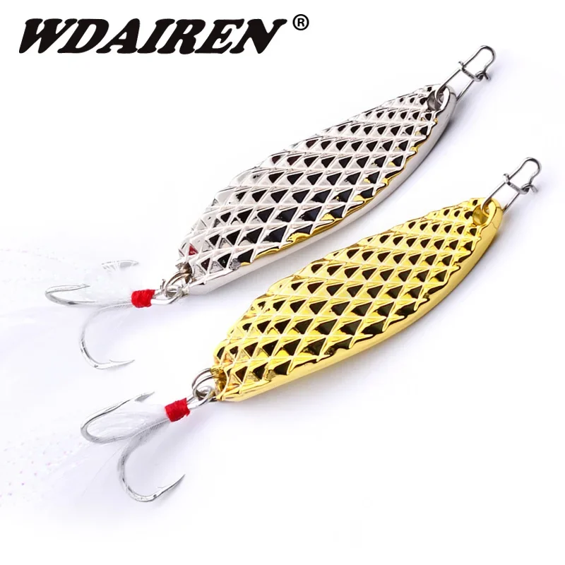 

1Pc Metal Rotation Bait Spoon Lures 7g 10g 15g Artificial Gold/silver Bass Hard Sequin Metal Steel Feather Treble Hook Tackle