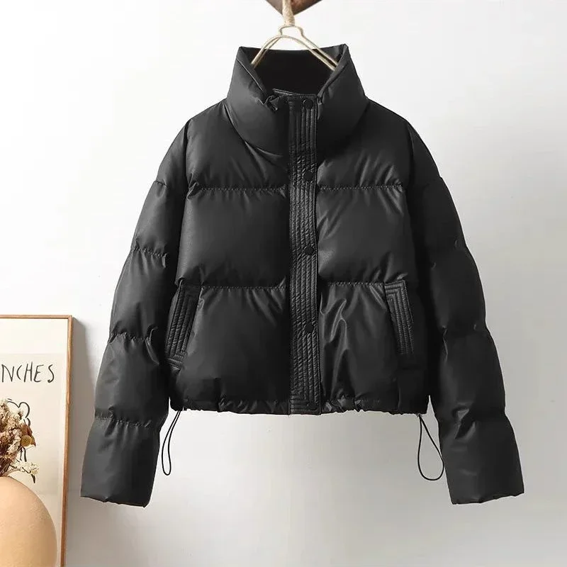 Winter Warm Thick Parkas Women New Korean Fashion Loose Crop Jacket Female Black Cotton Padded  Elegant Zipper Coat Y2K Tops