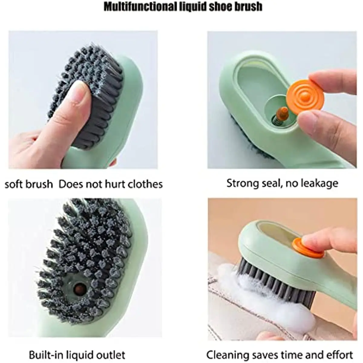 Shoe Brush Shoe Cleaning Brush Cleaning Brush with Soap Dispenser for Bathroom Kitchen Soft Clothes and Shoes Scrubbing Brush