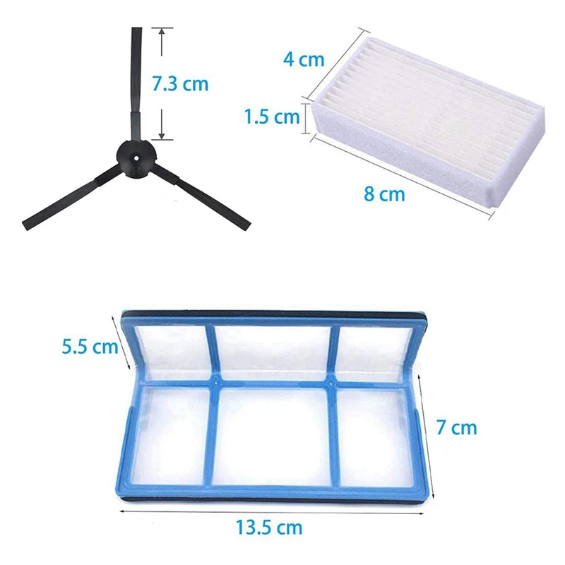 2 peças de reposição de escovas laterais de filtro definido para ilife v3 v3s v5 v5s v5s pro aspirador de pó robô acessórios