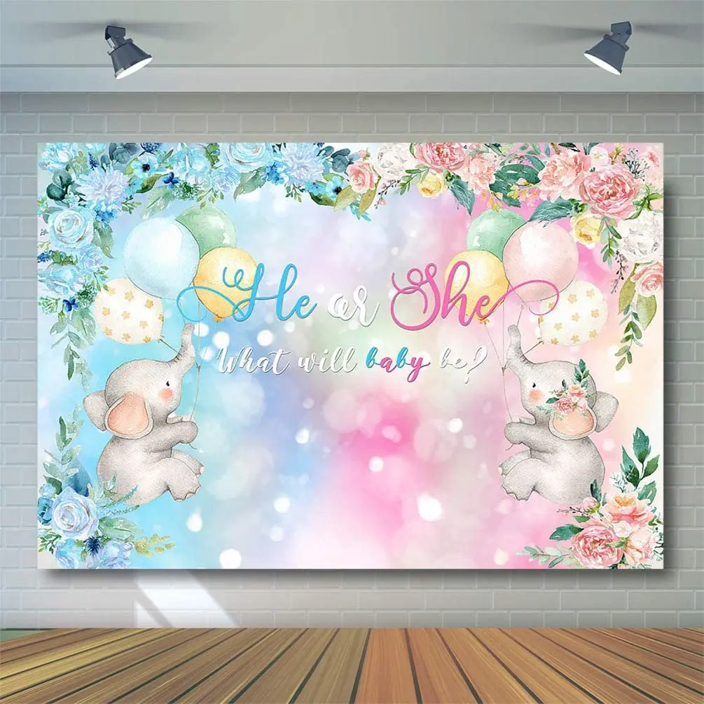 الجنس تكشف خلفية صبي أو فتاة دش حفلة هو أو هي الفيل الدب بالون التصوير خلفية ديكور راية صور الدعامة