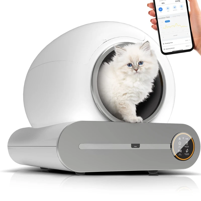 

65L Integrated Safety Protection Automatic Cat Littler Box for Multi Cats, Extra Large/Odor Isolation /APP Control Cat bedpan