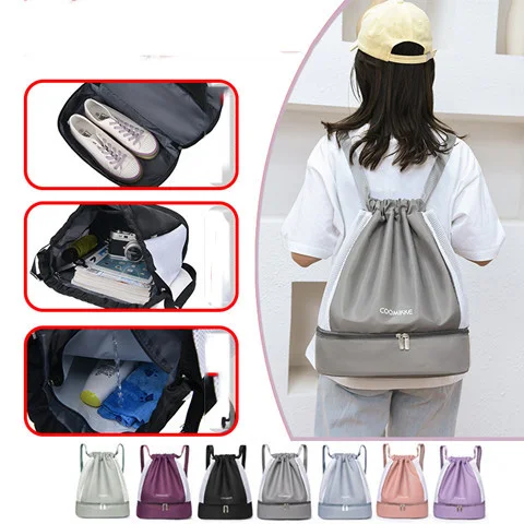 Sports Fitness Bagyoga Bagwet And Dry Separationswimming Bagindependent Shoe Compartmentdraw Rope Drawstring Pocketbackpack