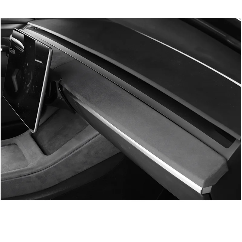 ل تسلا نموذج 3 2018-2023 الداخلية تعديل لوحة القيادة/باب غطاء خشبي الجلد المدبوغ Frabics الباب ديكور ملصق داش التصميم القوالب