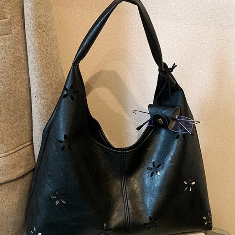 

Новая женская повседневная сумка через плечо с резной резьбой, рабочая сумка-тоут, модная мягкая кожаная сумка для ежедневного использования