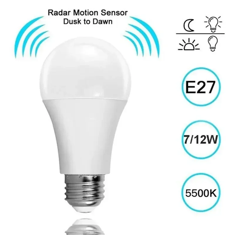 Détecteur de mouvement PIR intelligent, veilleuse LED, AC220V, radar acoustooptique, détection infrarouge humaine convaincue, E275, W7, W9, W12