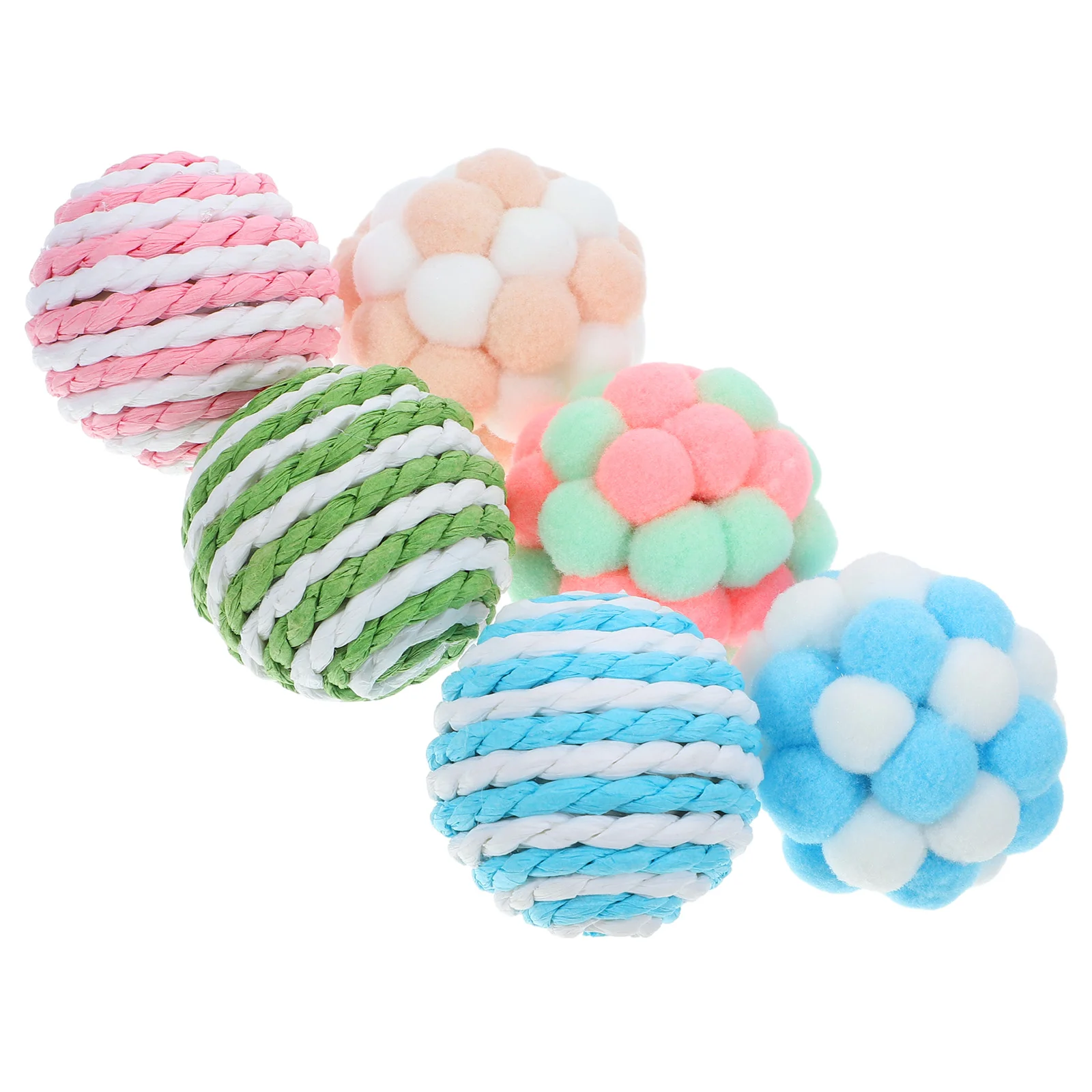 6 Pcs Colorful Bell Ball Kitten Toy Pet Plush Toys for Cats Indoor Sisal Interactive