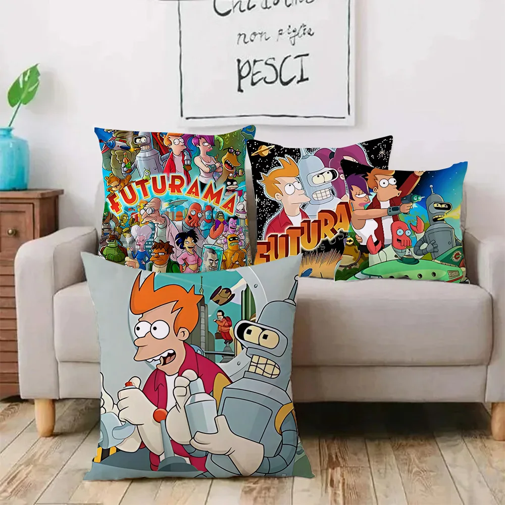 Kawaii F-Futurama B-Bender Anime Pillow Covers Cartoon Sofa Decorative Home Double-sided Printing Short Plush Cute Cushion Cover