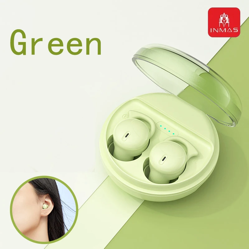INMAS Q26 ENC Mini Portable Wireless Headsets Bluetooth In-Ear Earphone Noise Reduction Earbud Invisible Sleep Headphones HD Mic