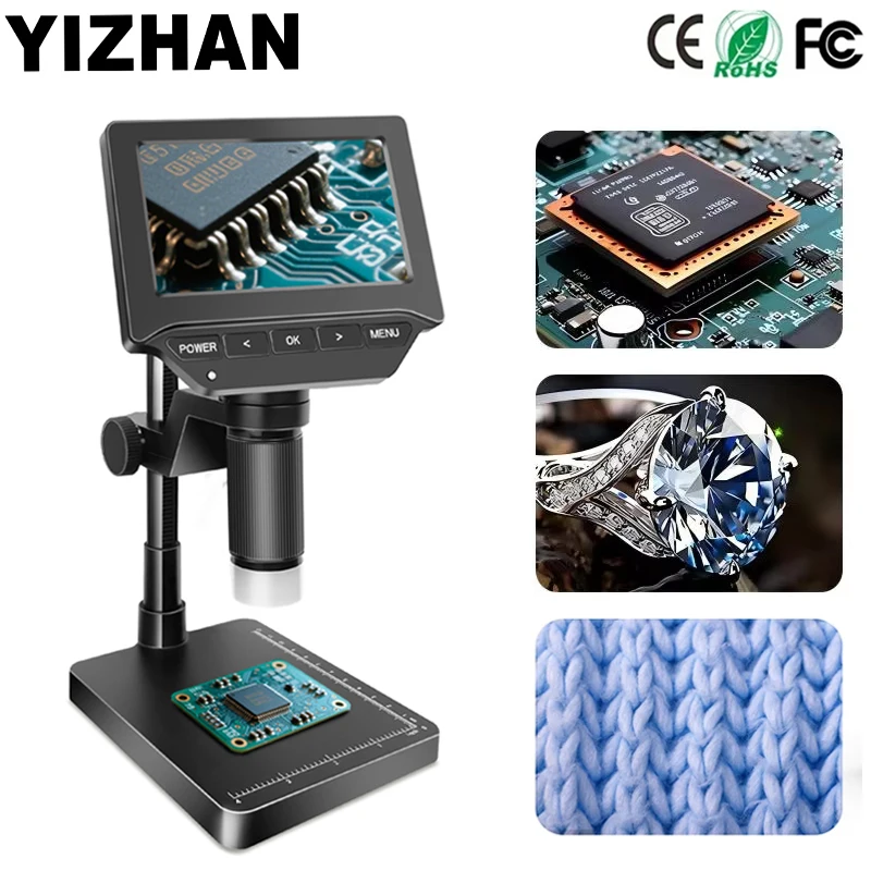 

YIZHAN 1600X Video Microscope 4.3 Inch Digital Microscope Weighing LED Light for Phone Repair/Jewery Repair/Biological Research