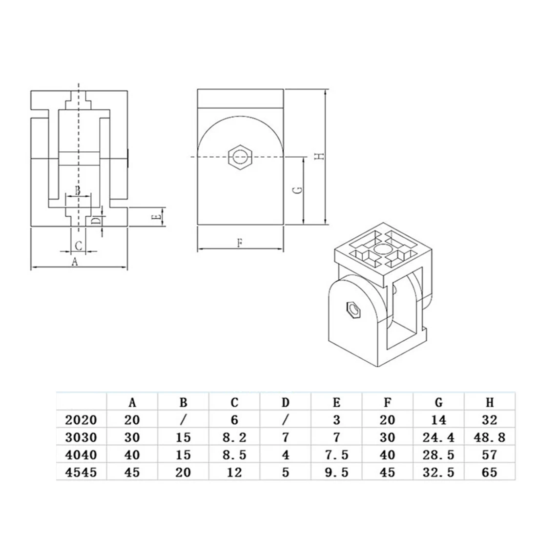 1pc 2020/3030/4040/4545 Zinc Alloy Living Hinge Aluminum Profile Fittings Right Angle   Flexible Pivot Joint Connector view 4