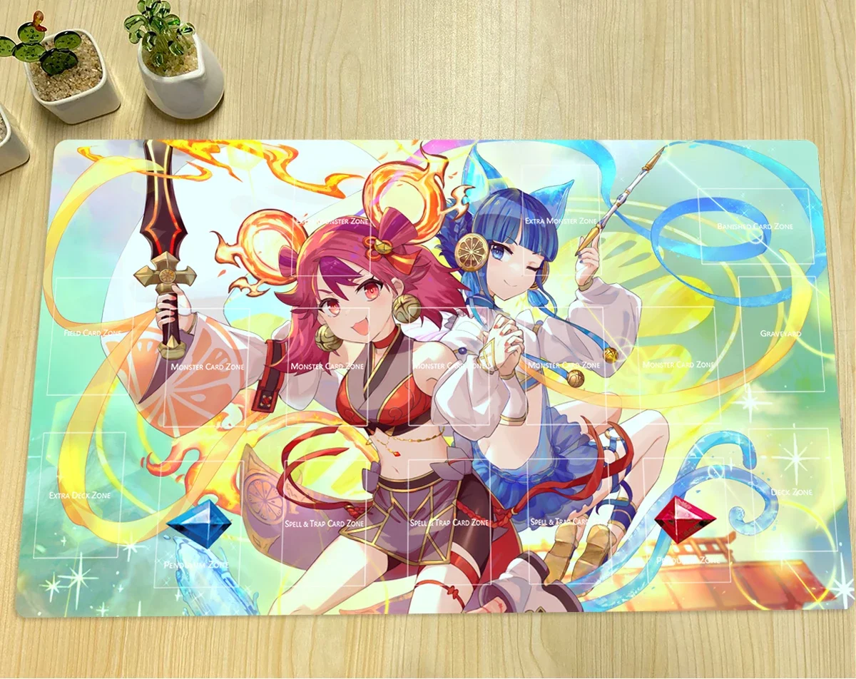 YuGiOh Tapete de jogo Ni-Ni The Mirror Mikanko & Ha-Re The Sword Mikanko TCG CCG Tapete de jogo de cartas colecionáveis Anime Mouse Pad Zona e bolsa grátis