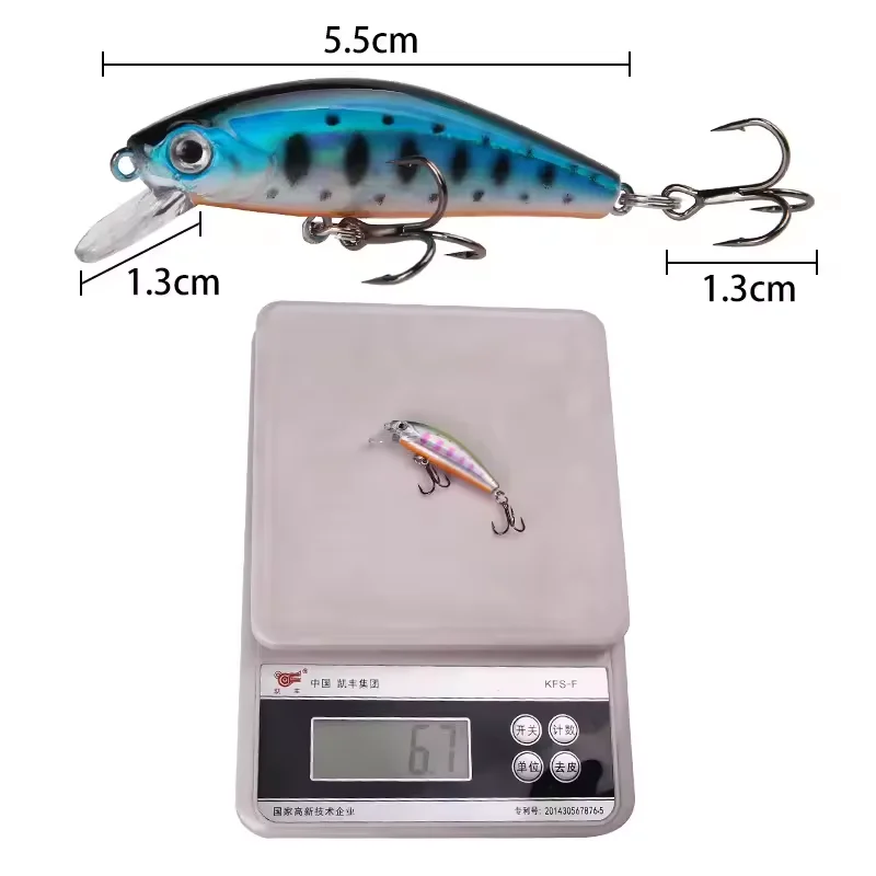 1pcs Sinking wobbler 3D Eyes Fishing Lure 5.5cm 6.7g Mini Minnow Artificial Hard Bait Crankbait Floating Fishing Tackle image 3