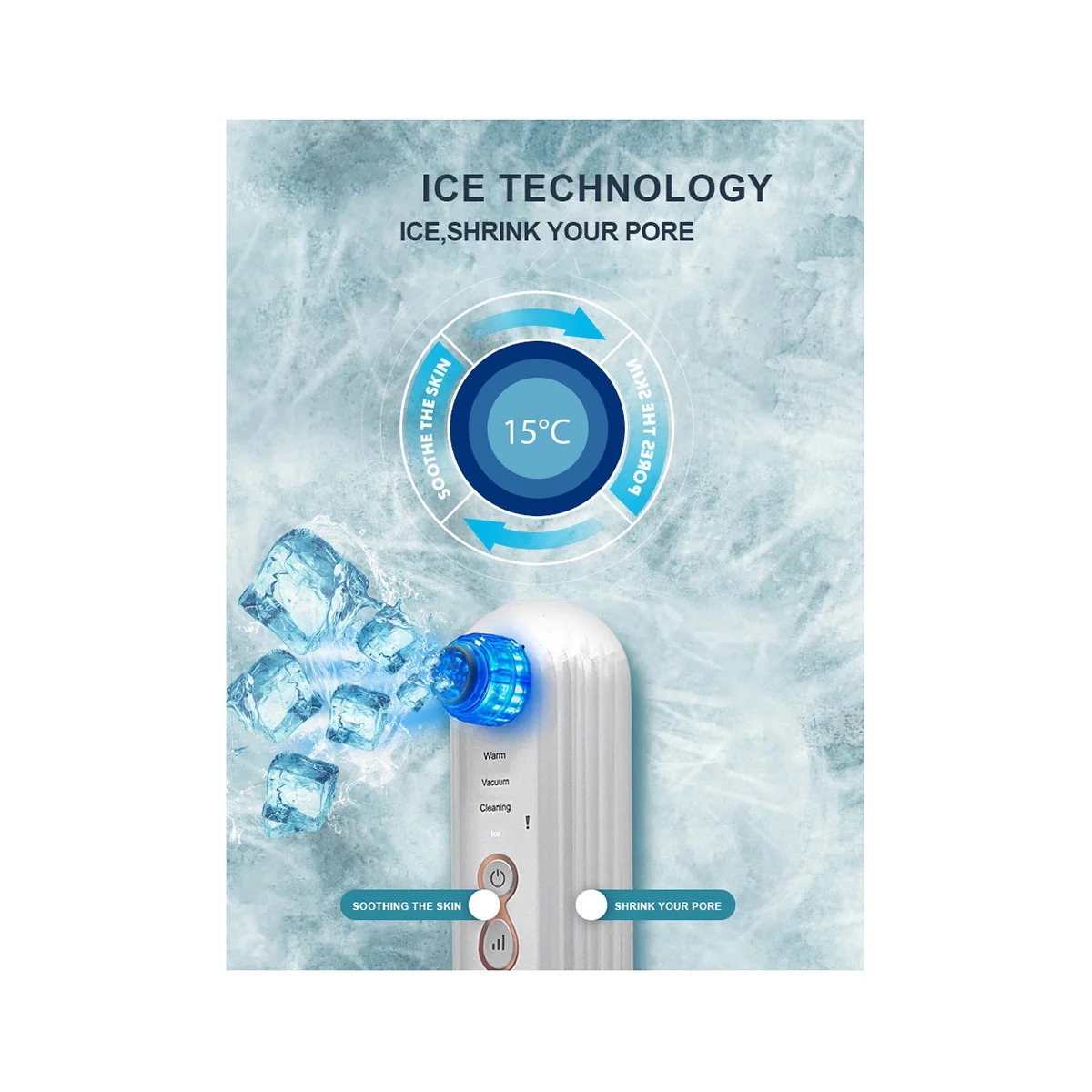 Красный, синий светодиодный терапия, маленький пузырьковый электрический инструмент с черной головкой, машина для удаления прыщей, очиститель пор, вакуумный инструмент для удаления прыщей