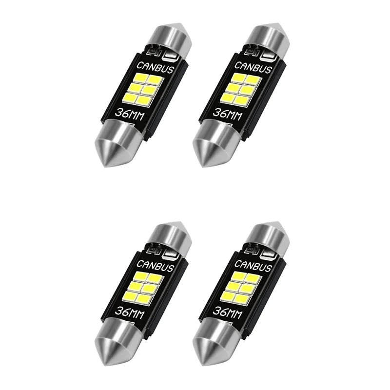 4X Extremely Bright 400 Lumens 3020 Chipset Canbus Error Free LED Bulbs 36Mm Festoon De3175 6428 Xenon White