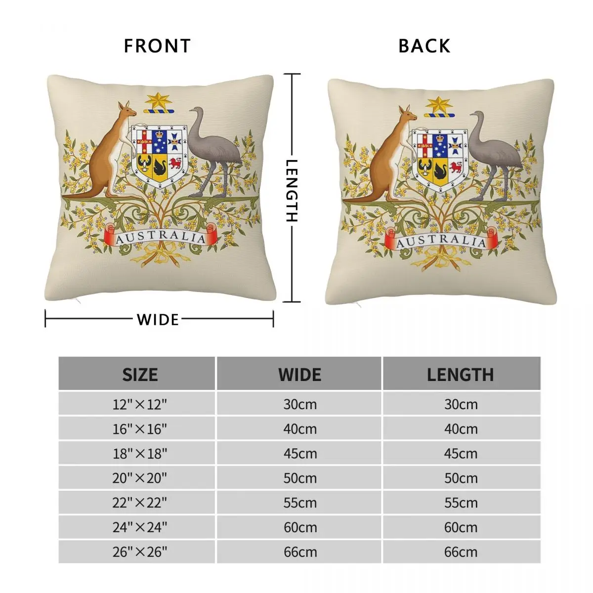 The Coat Of Arms Of Australia Square Pillowcase Polyester Linen Velvet Pattern Zip Decorative Throw Pillow Case Car Cover 45x45